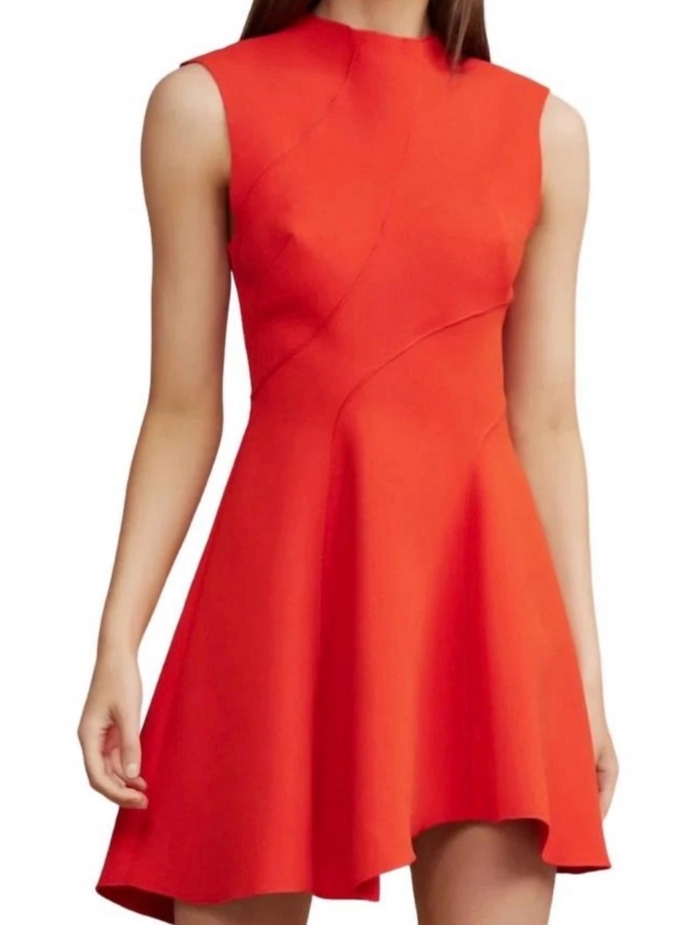 Acler Sleeveless Orange-Red Mini Fit & Flare Dress